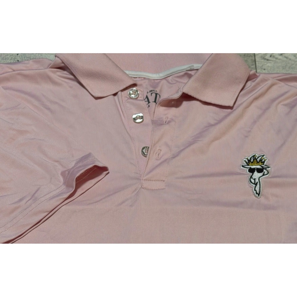 GOAT USA Mens Performance Polo Shirt Pink Short Sleeve Size XS Chuck Logo